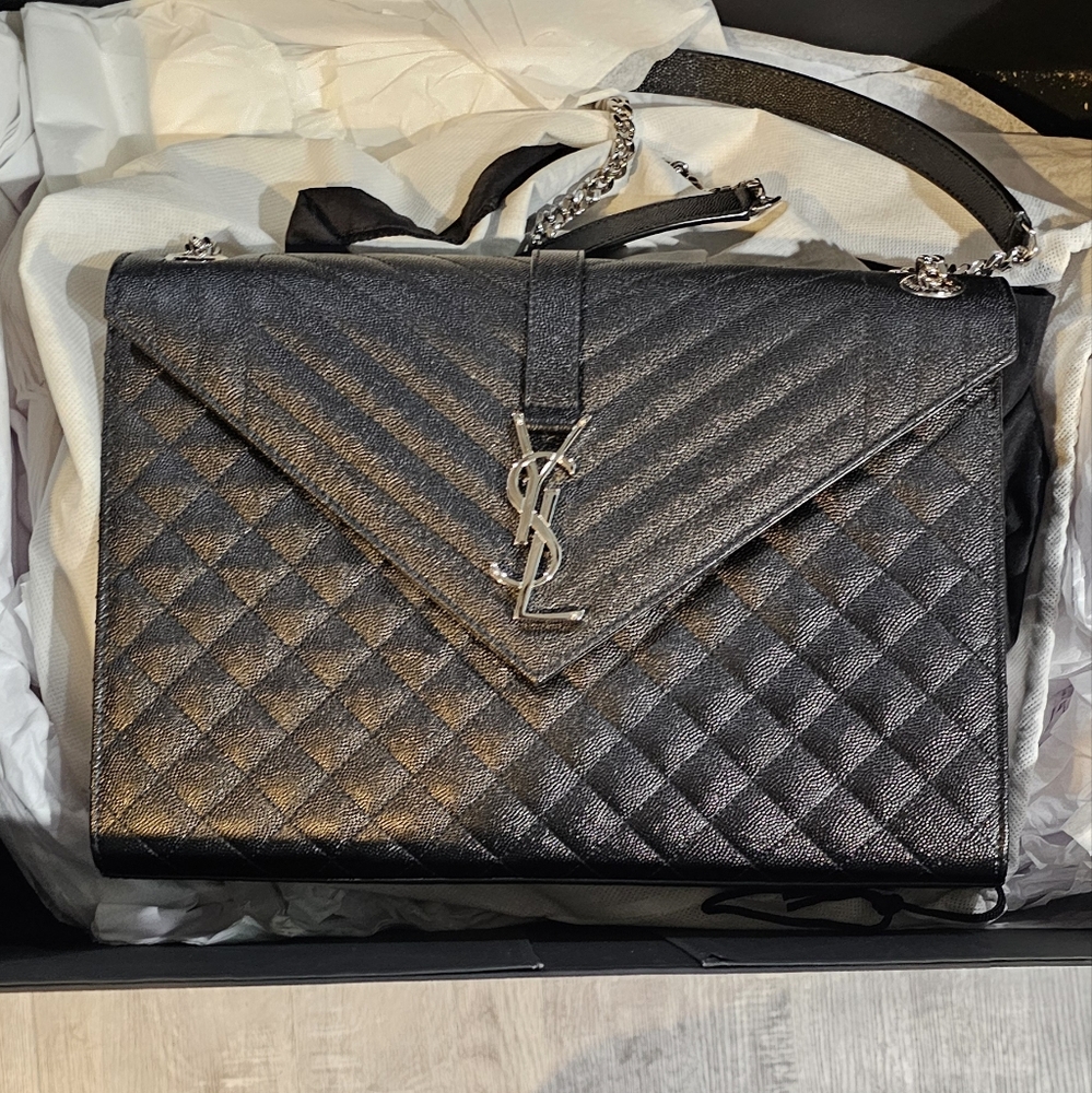 YSL Large Envelope Black Women's Bag
